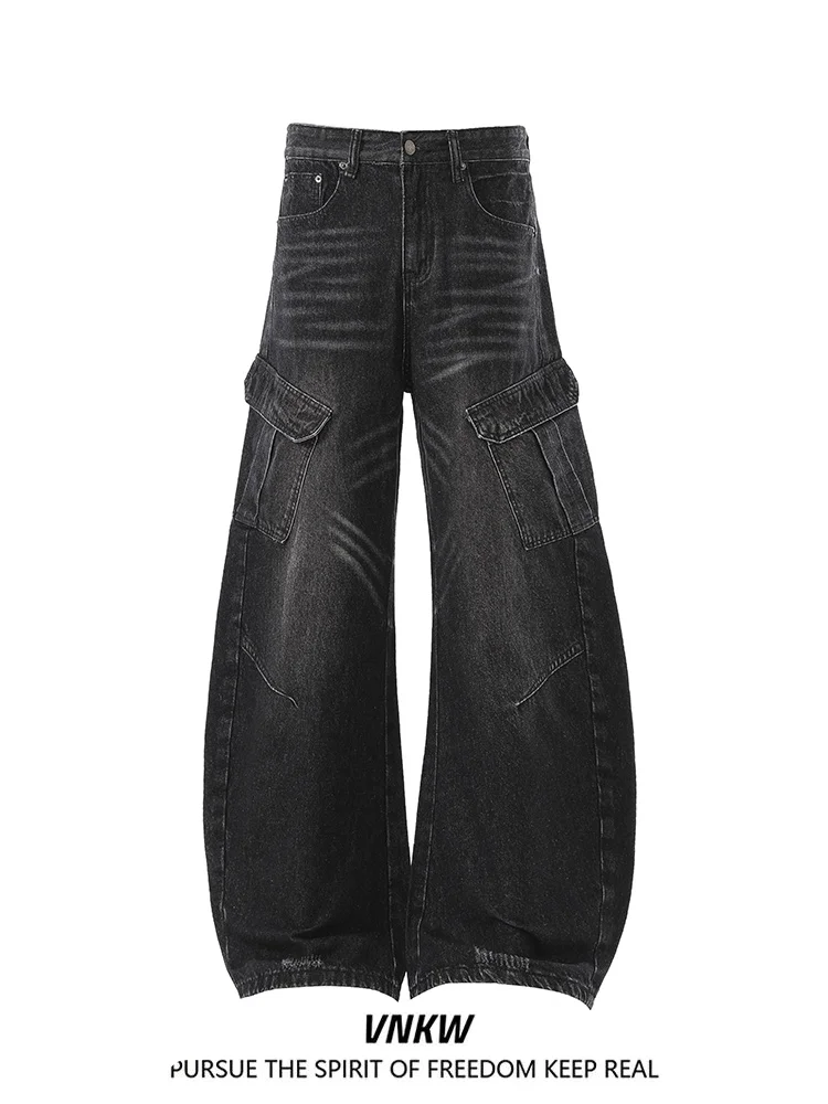 

Американские ретро-джинсы с широкими штанинами, свободный крой, деструктивный дизайн, стильные повседневные прямые брюки для мужчин и женщин