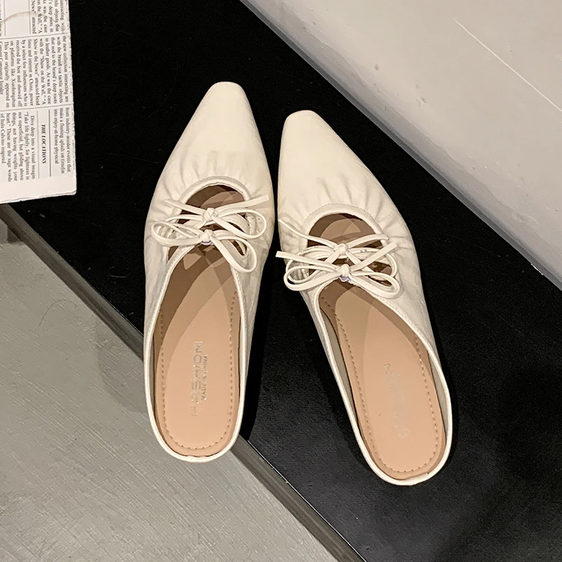 2026Summer Internal Elevation Women's Mules Slippers Fashion Butterfly-knot Slides Casual Street Style Slingback Shoes