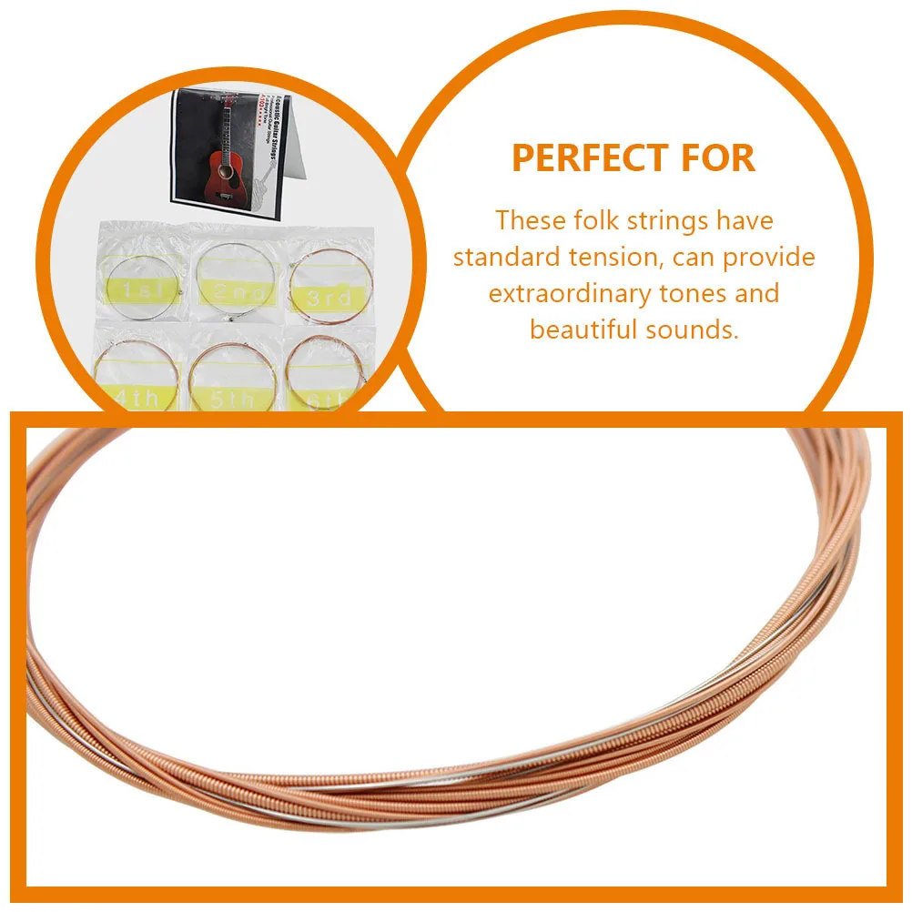 Cordes de guitare acoustique en acier inoxydable, 6 pièces, ton résonant chaud, facile à utiliser, transport en magasin, cordes de guitare de remplacement