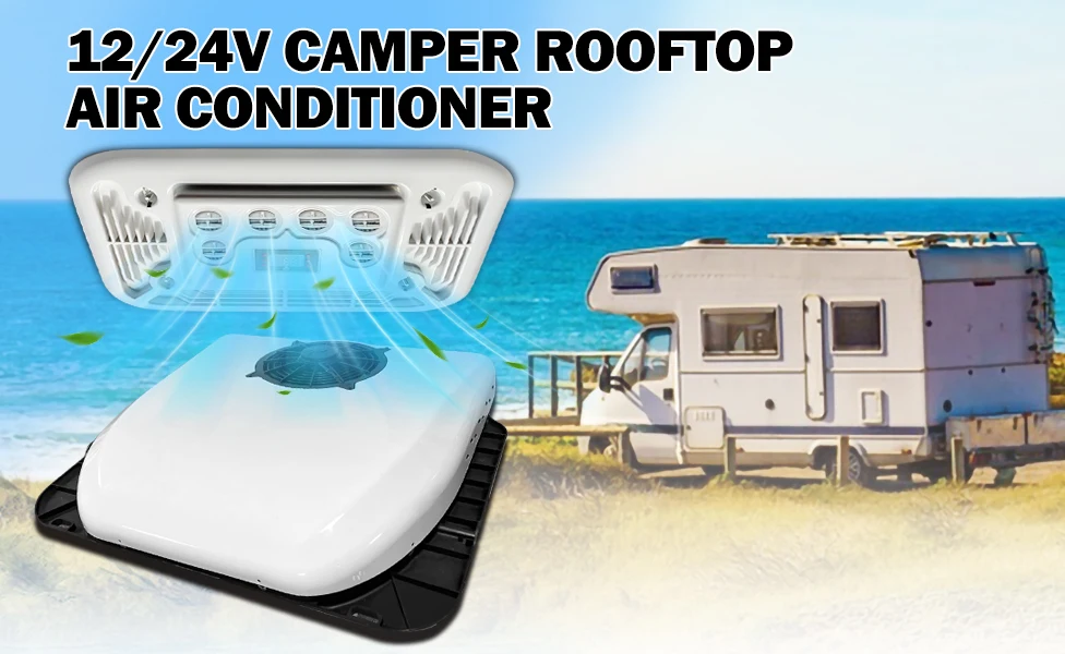 Treeligo Ultra-thin Car RV Rooftop Air Conditioner 12V 24V Electric Ceiling Overhead Air Conditioning For Motorhome Camper Van