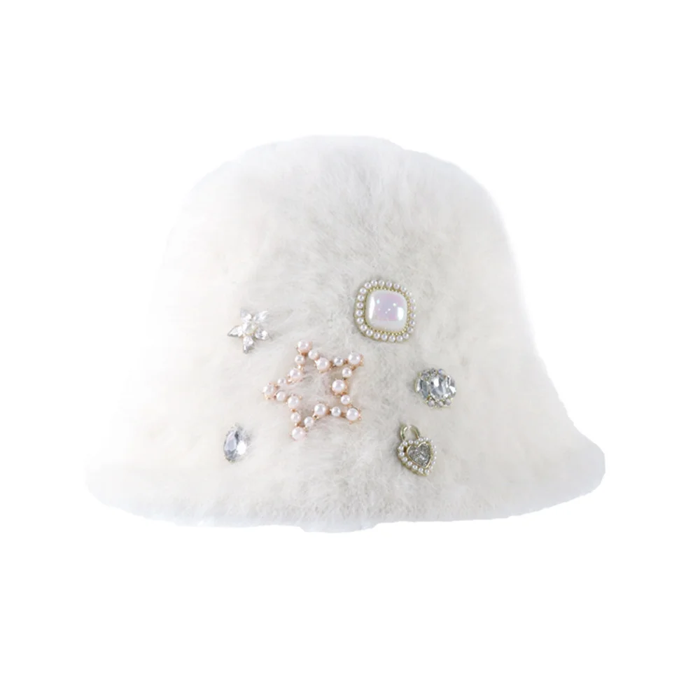 2023 Artificial Rabbit Fur Bucket Hat Women Autumn Winter Warm Thickened Fisherman Panama Plush Basin Gorro Lady Cap