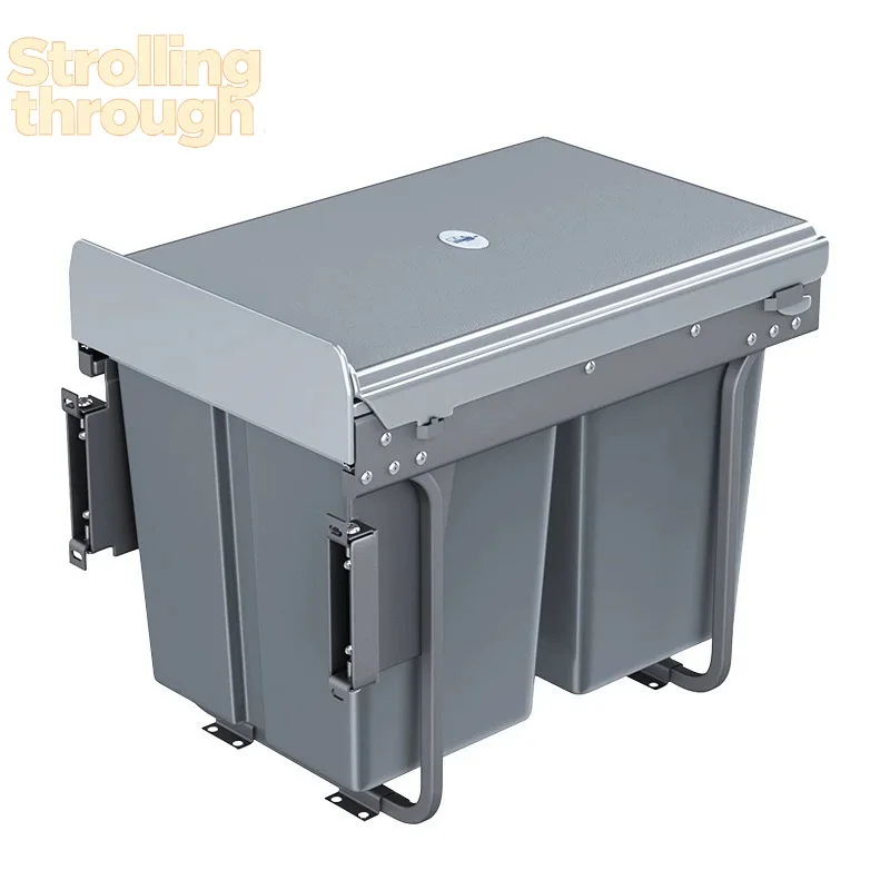 

Встраиваемый кухонный мусорный бак большой вместимости, высококачественный, в стиле легкой роскоши, с крышкой, для сухого и влажного мусора.