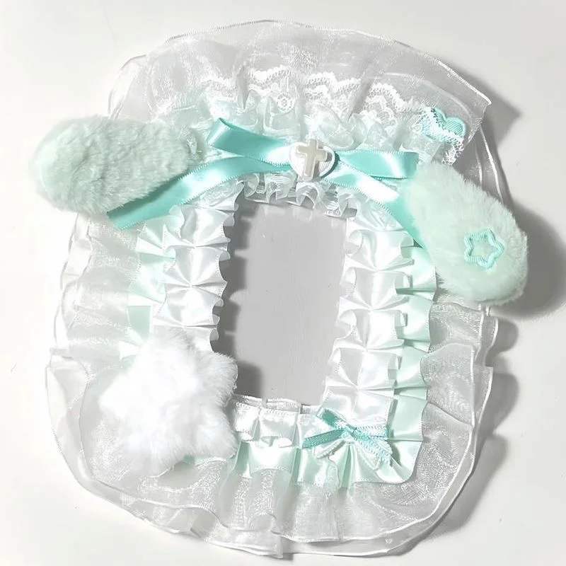 lace Photo Card Holder fluffy idol photo display lolita y2k accessories Card Holder Protector Kawaii Itabag decoration bow DIY