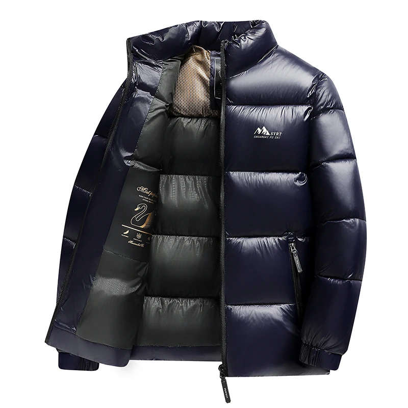 2025 Winter New Men's High Quality Bright Face Cotton Coat Cotton Coat Stand Collar Thick Zipper Cotton Coat Coat