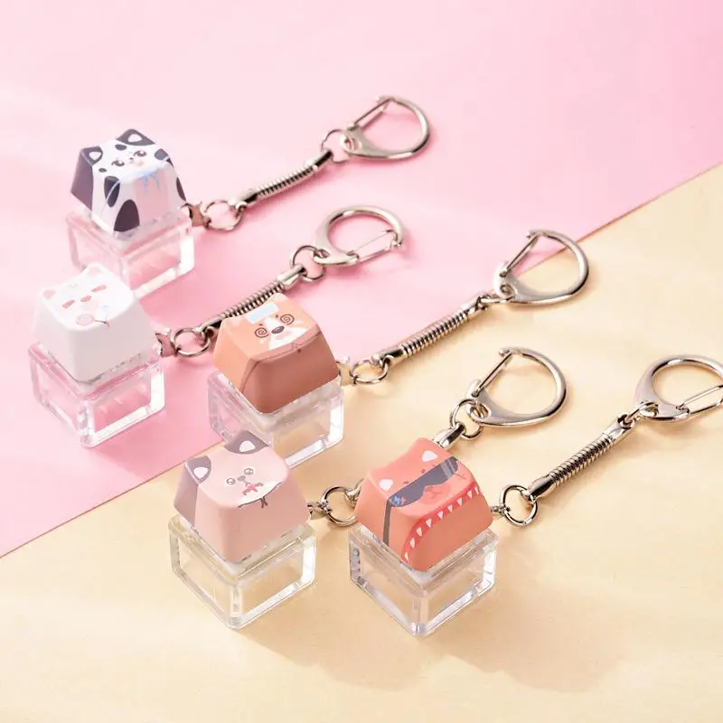 Niedlicher Katzen-Hunde-Anhänger, Stressabbau-Fidget-Schlüsselanhänger, Mechanischer Tastatur-Schlüsselanhänger, Hundethemen-Clicker-Fidget für Rucksack und Studium – Detail 6