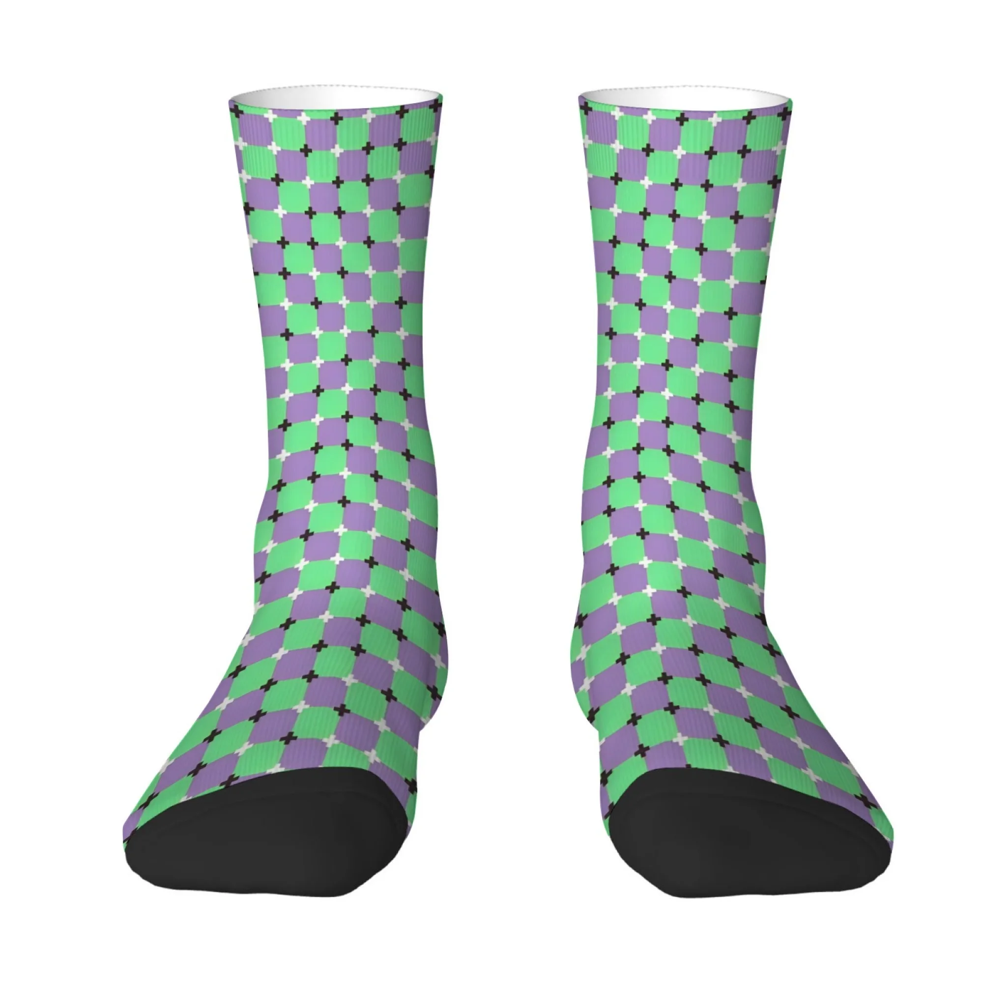 Retro Art Contrast Color Geometric Checkered Men's Socks Street Trend Casual Socks Soft Comfortable Non-slip Sports Socks Gifts