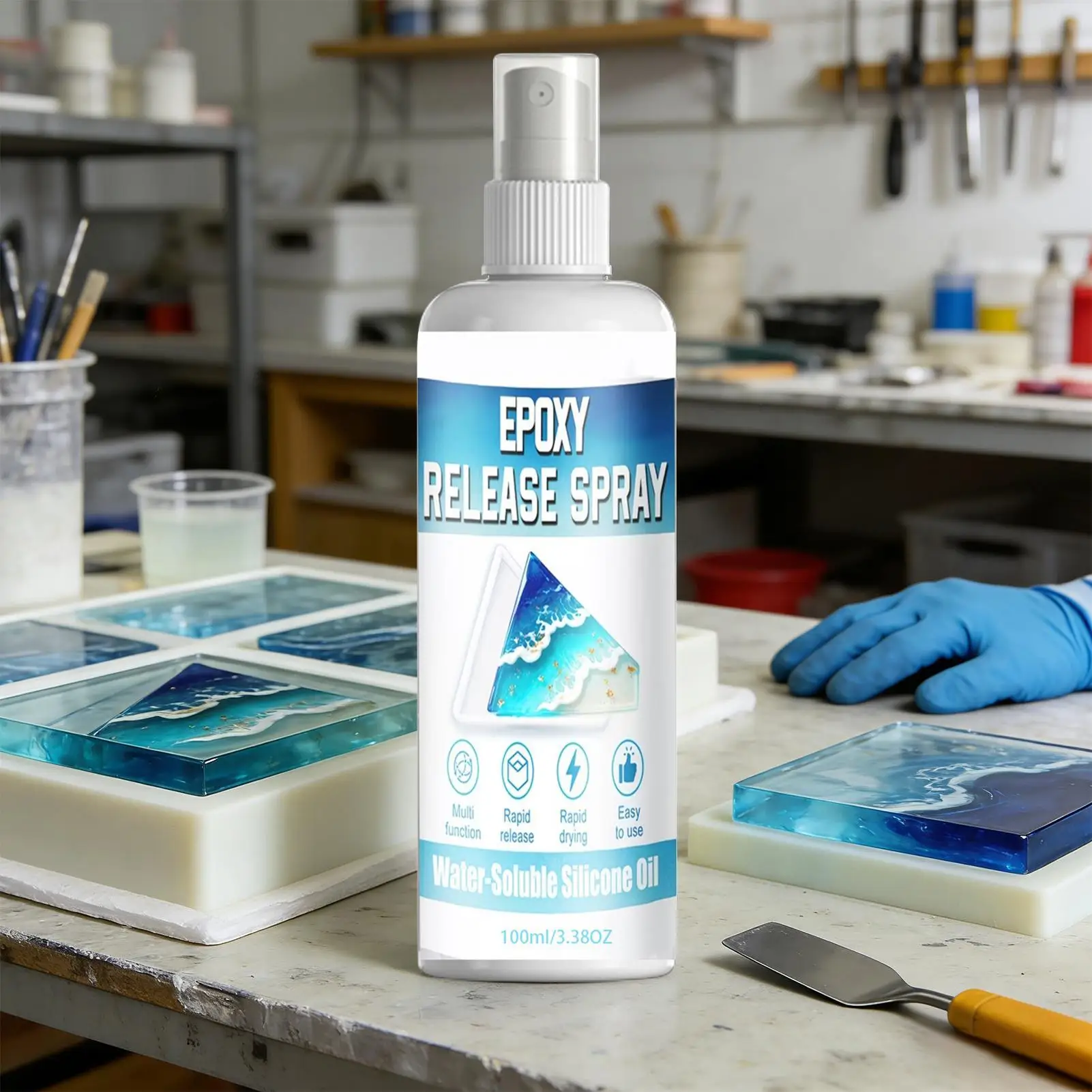 100ml Silicone Release Spray Epoxy Release Spray Strong Mold Fast Drying Extends Mould Life for Resin Casting Soap Candle Making