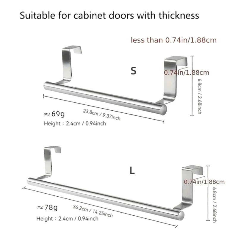 Stainless Steel Towel Rack Bathroom Over Door Towel Bar Hanging Holder Kitchen Cabinet Towel Rag Rack Shelf Hanger