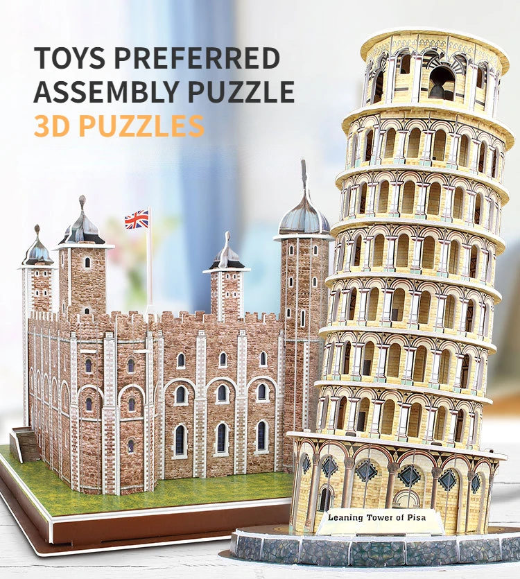 DIY Paper 3D Puzzle Model World Attractions Construction Children\'s DIY Intellectual Development Educational Toys for Kids