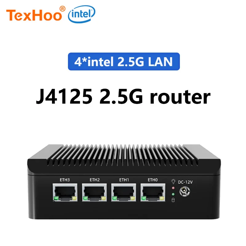 Fanless Firewall Soft Router Intel Celeron J4125 Quad Core 4GB 64GB Gateway 4 LAN I225 I226 2.5G N5095 Network Pfsense Mini Pc