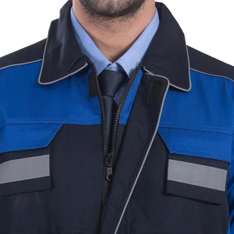 Męskie garnitury robocze z długim rękawem Odporne na zużycie ubrania robocze z odblaskowymi paskami i wieloma kieszeniami Odzież robocza Płaszcz Spodnie Garnitur