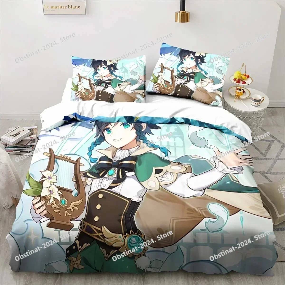 

Cartoon Anime Genshin Impact Game Bedding Set for Bedroom Bedspreads for Bed Linen Comefortable Duvet Cover Quilt and Pillowcase