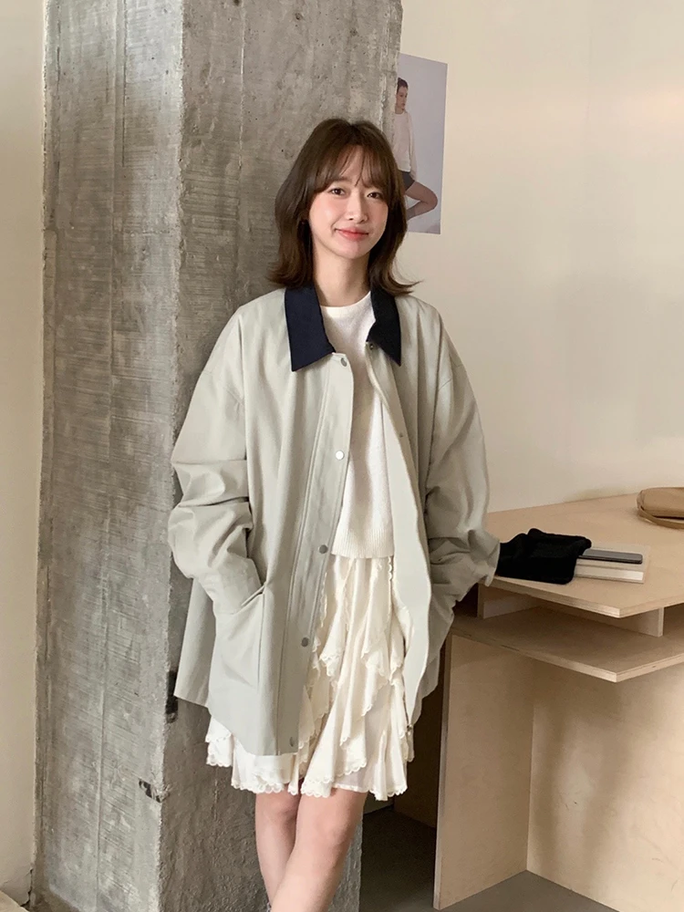 Nieuwe lente herfst damesjas Casual chique middellange reversjas Trenchcoat