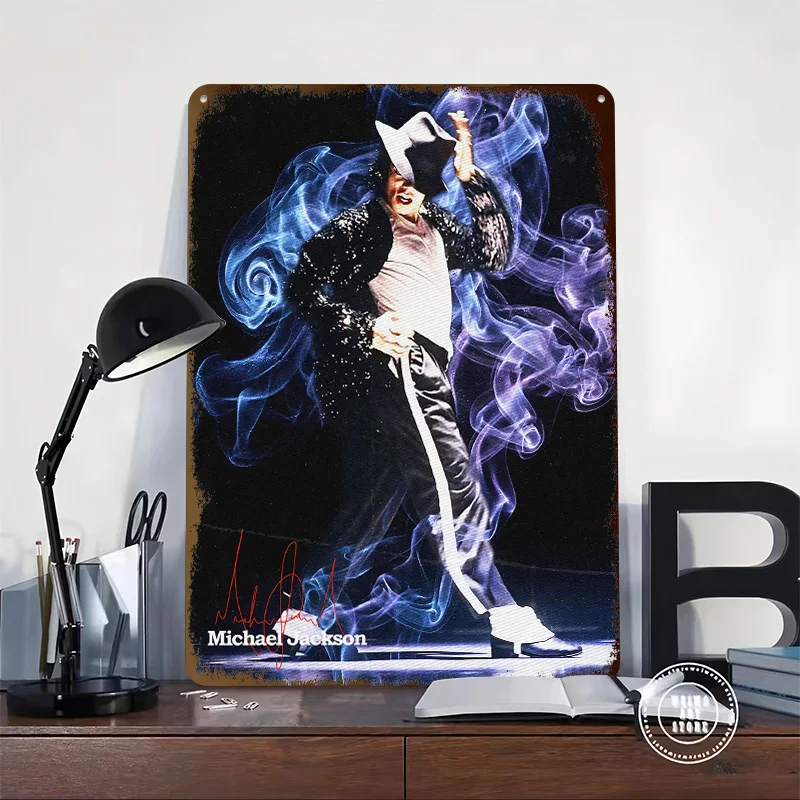 Michael Jackson in Smoke 3D Texture Metal Poster Customized Wall Art Tin Sign Gift for Mancave Wand Deko Living Room Decoration