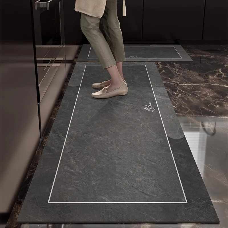 

PVC Kitchen Floor Mat Modern Luxury Oil-proof Waterproof Easy-care Bathroom Carpet Non-slip Dirty Resistant Balcony Rug 러그 Tapis