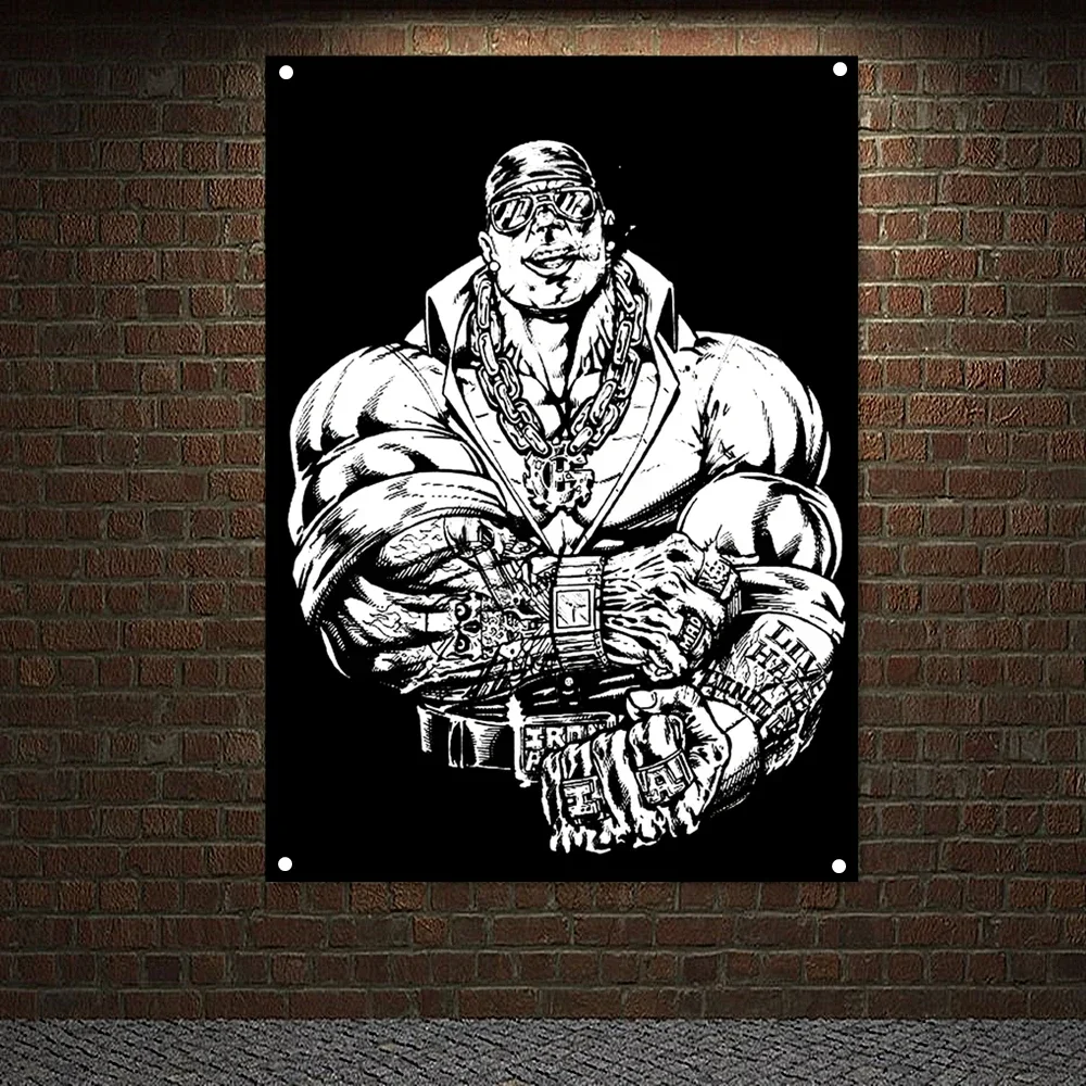 Exercise Encouragement Tapestry Painting Gym Decor Man Muscular Body Poster Wall Hanging Mural Workout Bodybuilding Banner