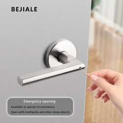 Stainless Steel Bathroom Keyless Door Lock Household Wooden Door Handle Lock Indoor Black Red and Green Indicator Door Handle