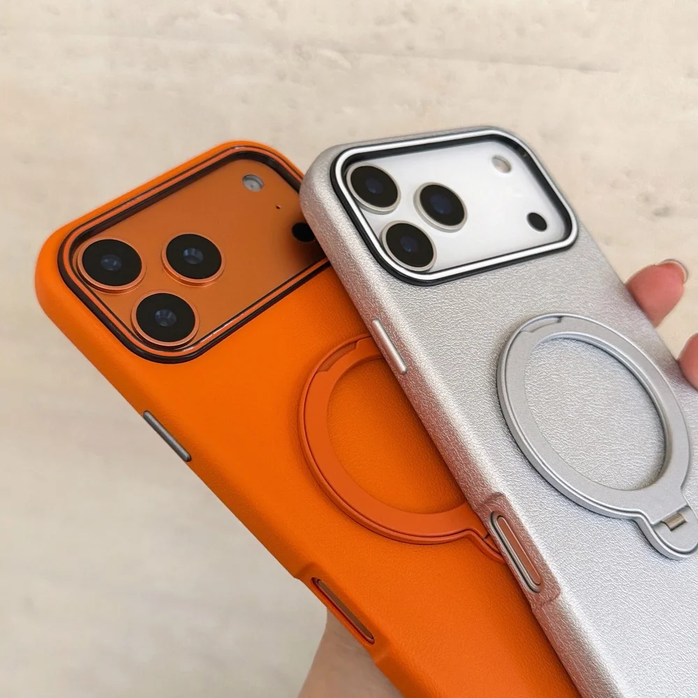 Luxury 3IN1 360Rotating Bracket Stand Phone Case For iPhone 17 Air 11 12 13 14 15 16 Pro Max Plus Texture Shockproof Phone Cover - náhled 3