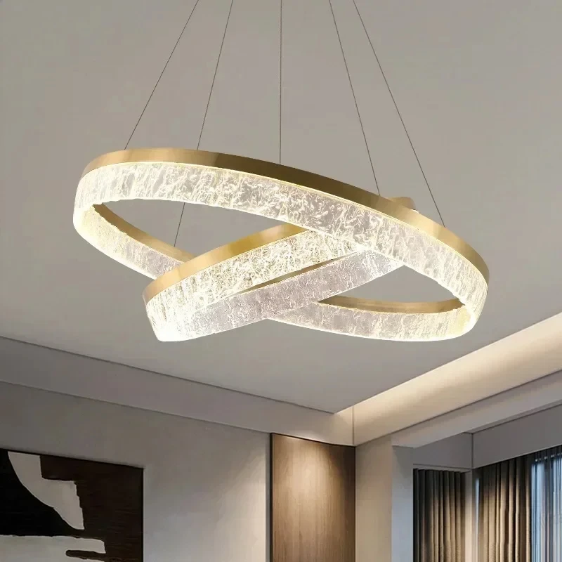 modern loop led chandelier for living room lampada de quarto simples lampada para sala de jantar designer ring light home appliance luxo 01