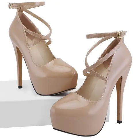 Ankle strap Cross-dresser Unisex Men's Pumps Queen Shoes Sexy 14cm Nightclub Style High Heels Party Platform Shoes Large Size 44
