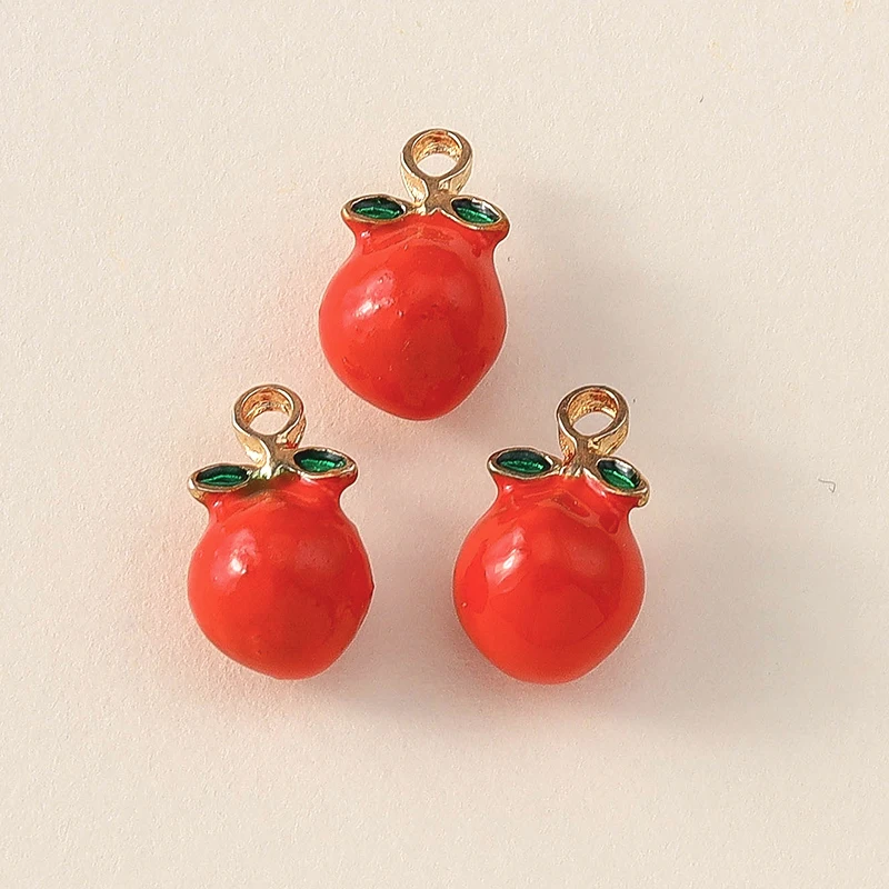 Leslie 5 Stück Emaille-Legierungs-Obst-Anhänger, 3D-Kirsche, Wassermelone, Pfirsich, Erdbeere, Anhänger für die Schmuckherstellung, DIY-Ohrringe, Halsketten – Detail 13
