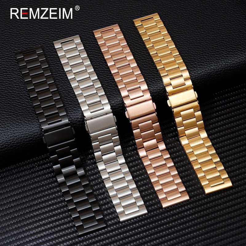 Stainless Steel Men\'s Business Wristwatch Strap 18mm 20mm 22mm Replacement Watch Band Watchband Accessories