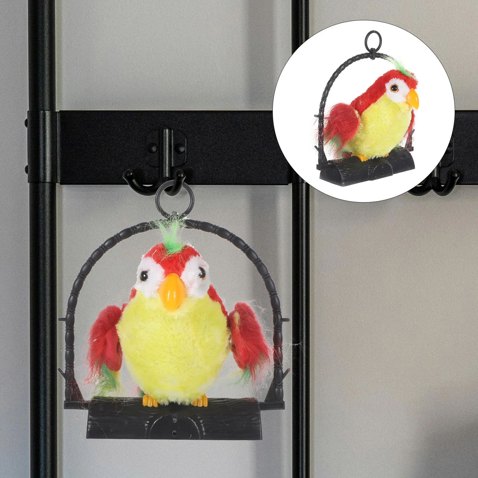 Electric Recording Talking Parrot Kids Early Educational Hanging Decoration Red Soft Surface Excellent Workmanship Interactive