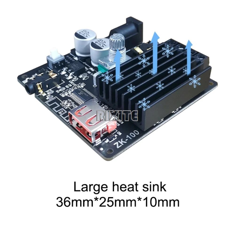100W + 100W Bluetooth 5.0 podwójny kanał moc płyta wzmacniacza audio Stereo AMP wzmacniacz dźwięku kino domowe AUX USB ZK-1002M — zdjęcie produktu 4