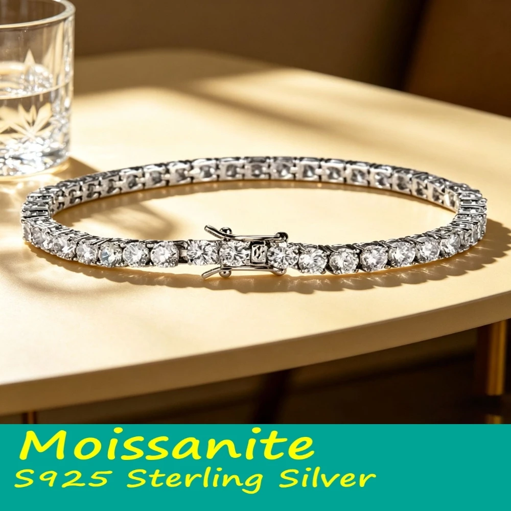 S925 Sterling Silver 3-6.5MM D Color VVS1 Moissanite Tennis 