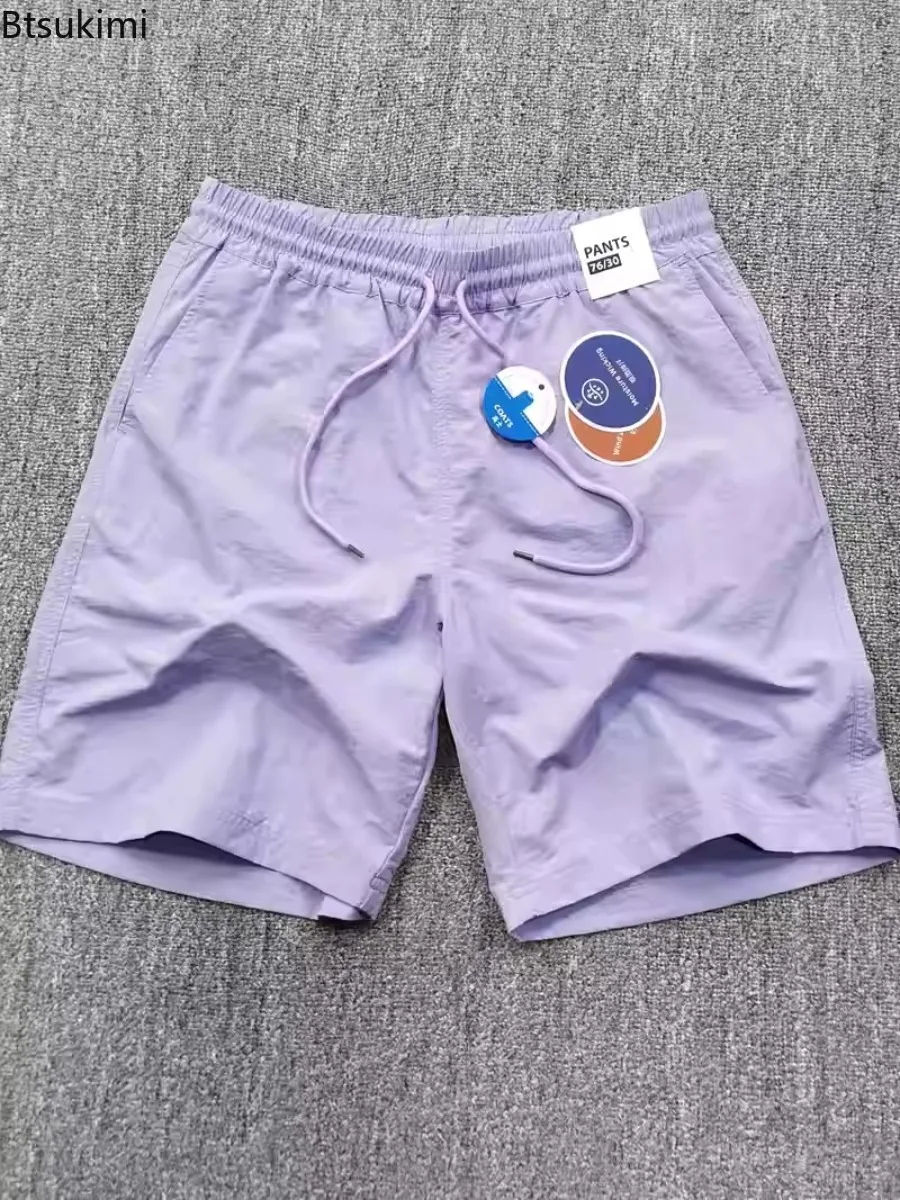 Summer Men Casual Short Lightweight Breathable Waterproof Pants Outdoor Sports Elastic Waist Shorts Fashionable Casual Trousers