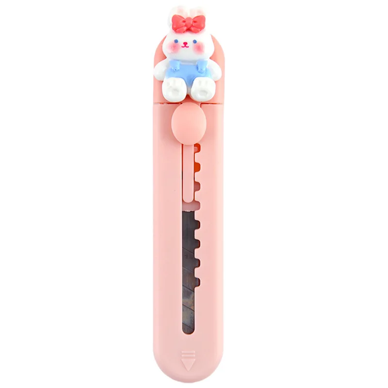 1 Piece Mini Cute Cutter for Studnet Girl Pink Color Cartoon Animal Dessert Cutter Box Kawaii Letter Box Opener School Supplies