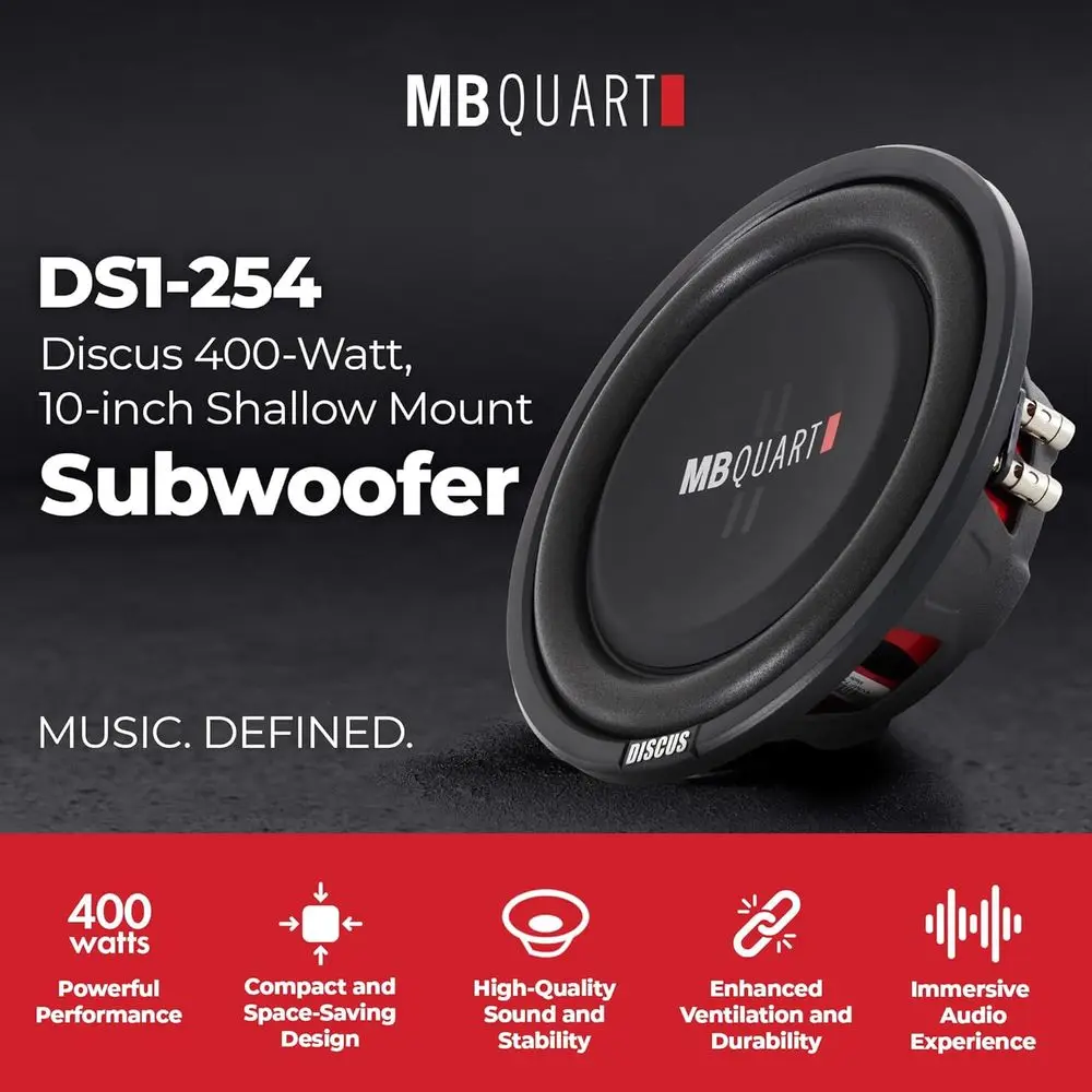 Slim Space-Saving Dual Voice Coil Subwoofer Car Speakers, Black