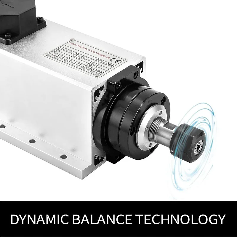 Square Air Cooled Spindle Motor 220V 2.2KW 3KW ER20 Collets 4 Bearings High Speed for CNC Engraving Milling Grind