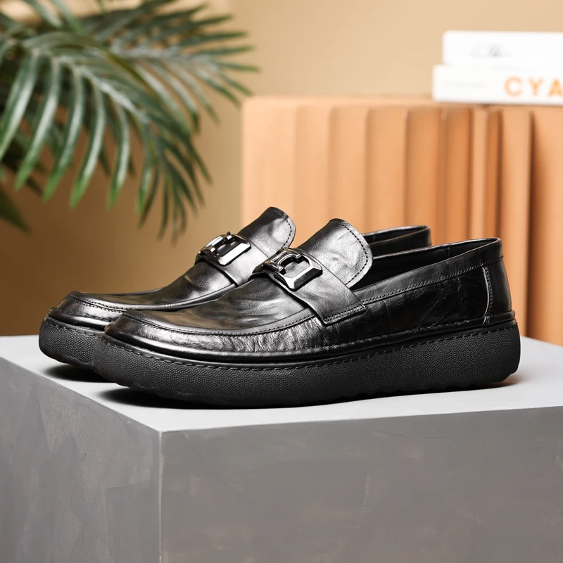 

Fashion Black Loafers Genuine Leather Casual Shoes Mens Outdoor Shoes