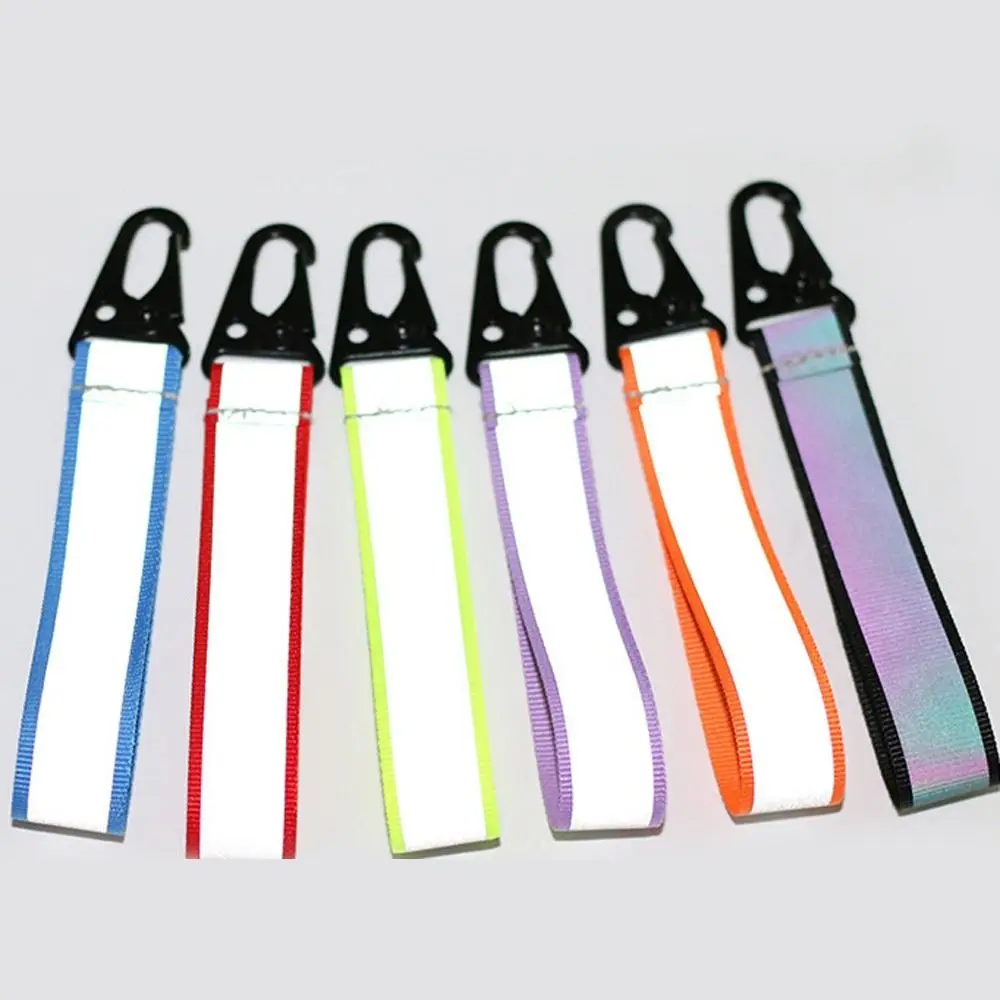 Outdoor Tools Webbing Material Keyring Pendant Safety Reflective Keychain Outdoor Reflective Keychains High Visibility