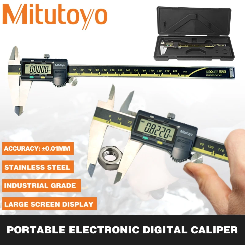 

Mitutoyo digital vernier caliper 0.01MM high precision stainless steel wear resistance 150/200/300mm measuring tool