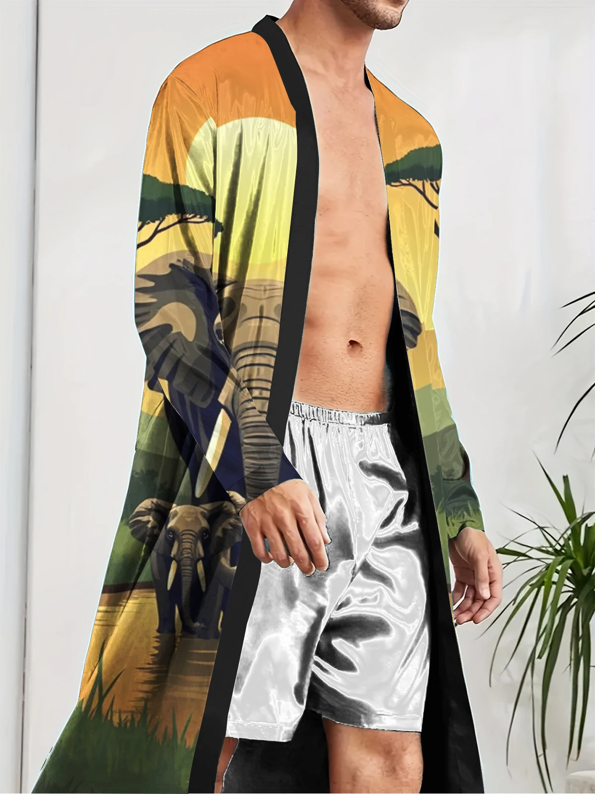 1pcs Men's Robes 2026 Spring/Summer robe dressing gown Shower robe Breathable Sleepwear Graphic 3D Printed Funny pajamas