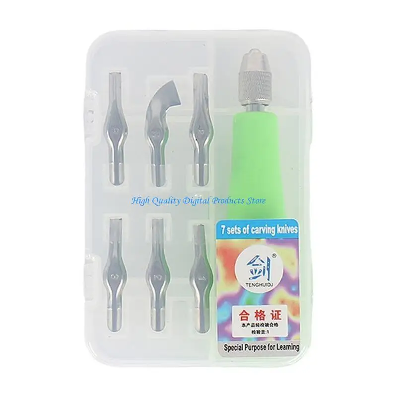 U2JE Linocut Cutter Set With Assorted Cutting Head Craft Linoleum Cutter For Rubber Block Stamp Carving Block Printing Craft