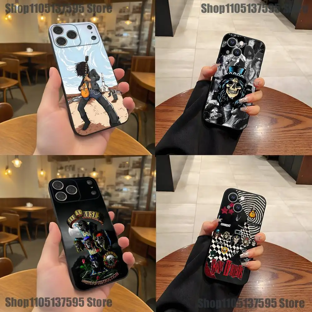 

Cool Band G-Guns N Roses Phone Case For iPhone 17,16,15,14,13,12,11,Pro,XS,Max,XR,Plus,E,SE4,Mini Black Soft Cover
