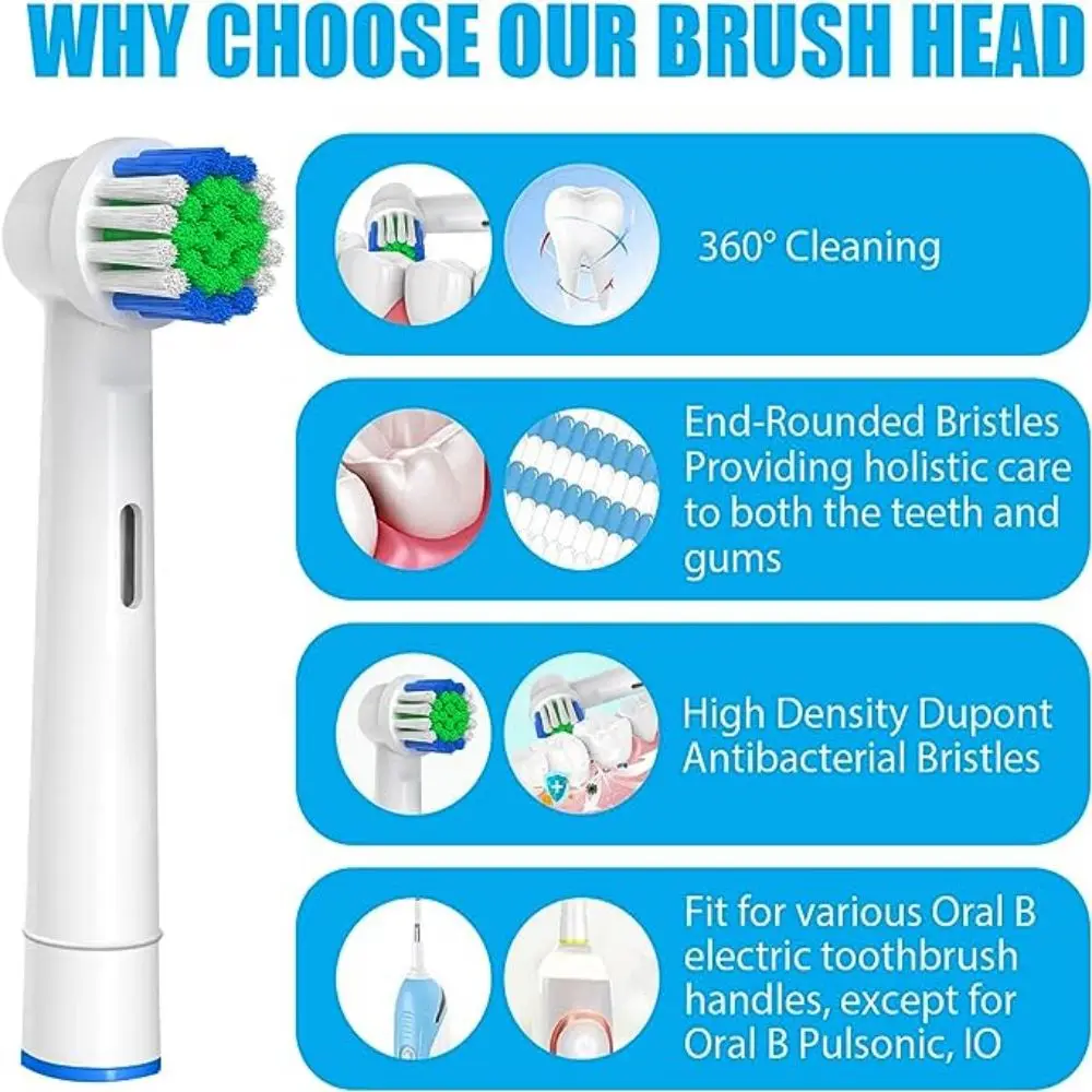 Têtes de brosse à dents électriques de rechange, compatible avec Oral-B Braun, têtes de brosse professionnelles, 4 pièces, 12 pièces, 16/20 pièces