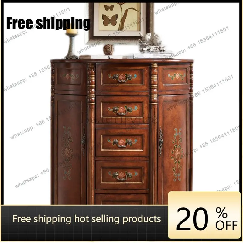XX. American entrance, chest of drawers entering the entrance, semi-round table, entry decorative cabinet