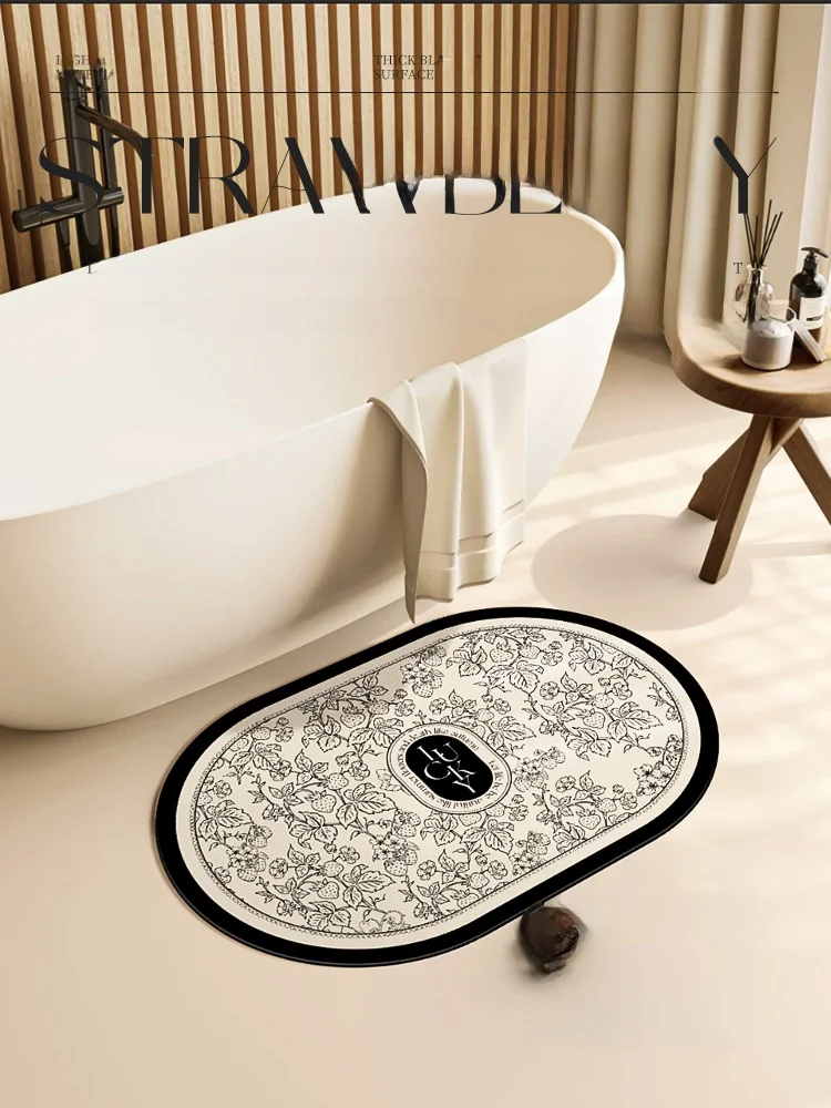 

Batoom Entrance Mat Anti-Slip Water Absorbent Toilet Home Use Carpet Floor Rug Simple Sle Hand Waable Oval ape