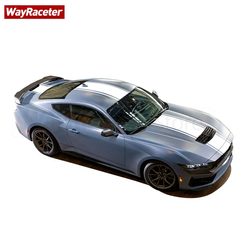 Car Hood Engine Cover Vinyl Matte Black Bonnet Stripes Roof Trunk Sticker For Ford Mustang Dark Horse GT 2024 2025 Accessories