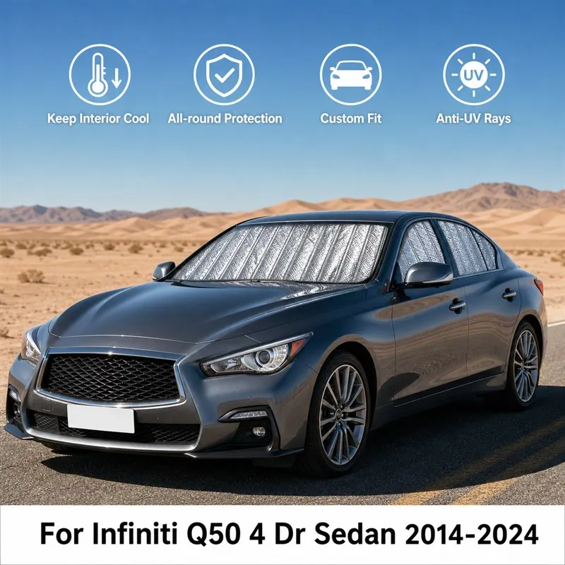 

For Infiniti Q50 4 Dr Sedan 2014-2024 Full Set Car Window Sunshades UV Block Privacy Heat Insulated Foldable Car Curtain