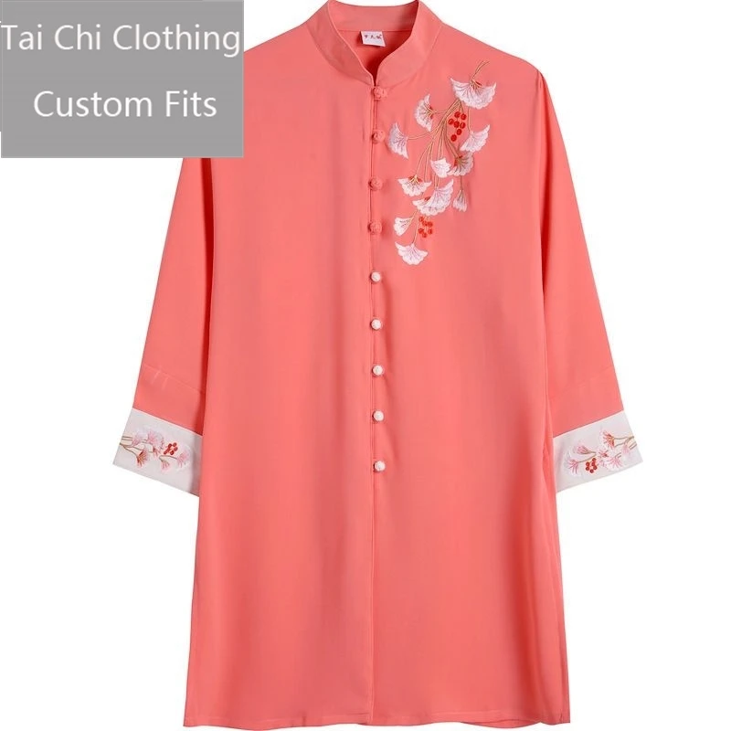 Embroidered Ginkgo Tai Ji Suit New Female Trendy Spring and Autumn High Stretch Yarn Linen Medium Grade Exercise Clothing