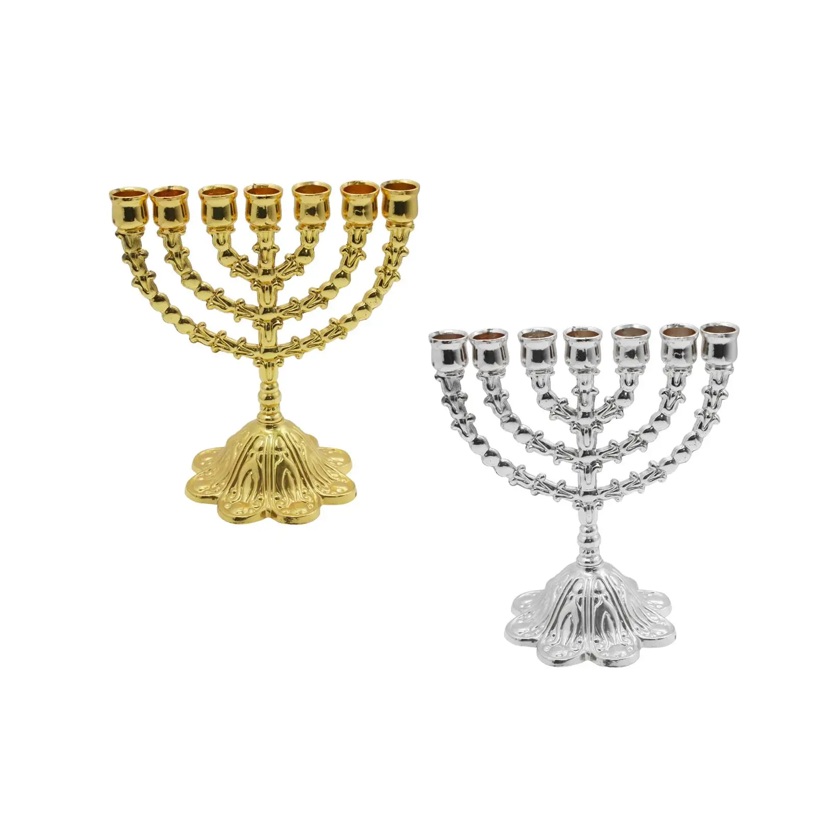 Hanukkah Menorah Jewish Candle Holder 7 Branches Exquisite Workmanship for Shelf, Cabinet Decor Decorations Centerpieces Decor