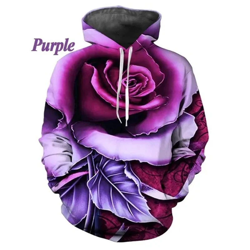 Hot Selling Rose Pattern 3D Printed Men's Hoodies New Popular Floral Rose MenWomen Hip Hop Harajuku Casual Sweatshirt Female Top