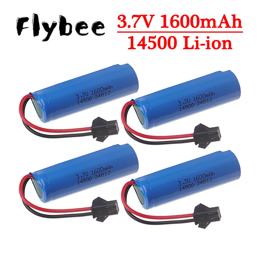 3.7v 1600mAh Lipo Battery for JJRC C2 D828 RC Car Parts 3.7v 800mah 14500 SM-2P For RC Stunt Dump Car Battery Toys Accessories