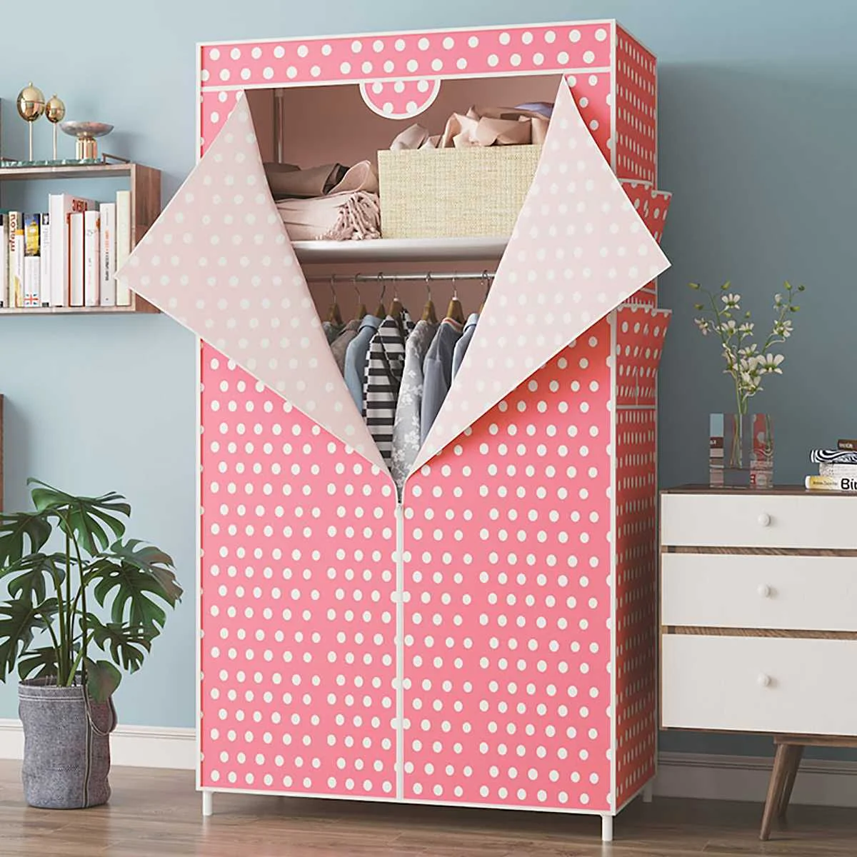 Folding Wardrobe Non-woven Fabric Cloth Storage Cabinet Organizer DIY Assembly Moisture Dustproof Wardrobe Closet 70x45x160cm