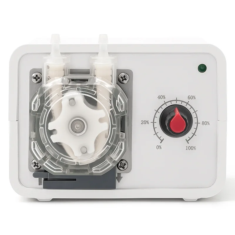 Peristaltic pump laboratory self-priming cycle, small and large flow